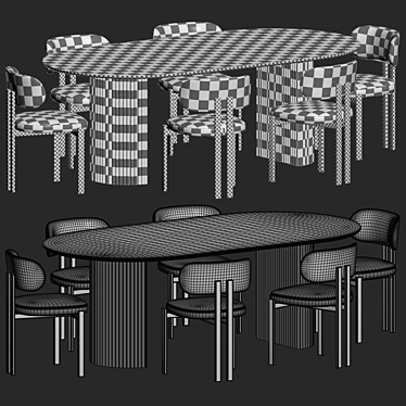 Elegant Oval Dining Set 3D model image 1 