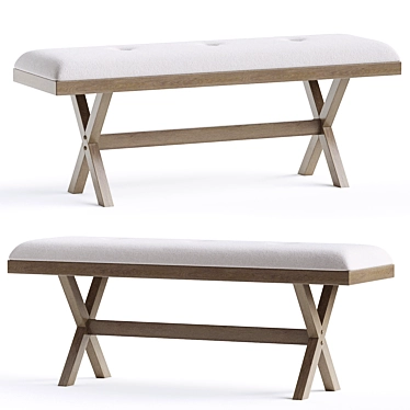 Raelyn Upholstered Wood Bench 3D model image 1 