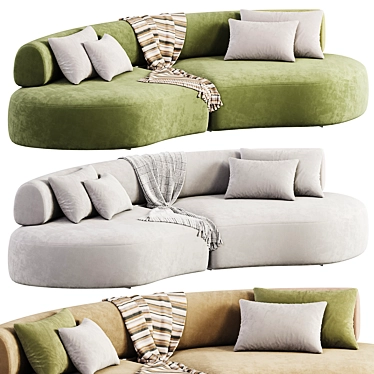 Colorful Velvet Lounge Sofa Ensemble 3D model image 1 