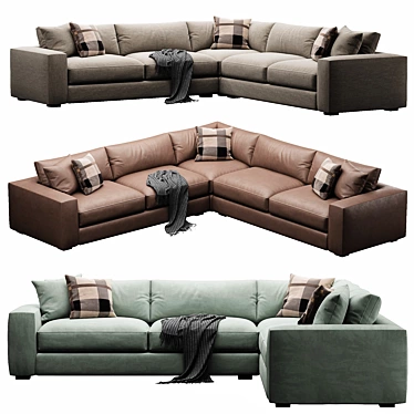 Modern Oceanside Low Deep Sectional 3D model image 1 