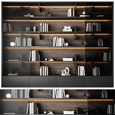 Modern 3D Bookcase Model Design 3D model image 1 