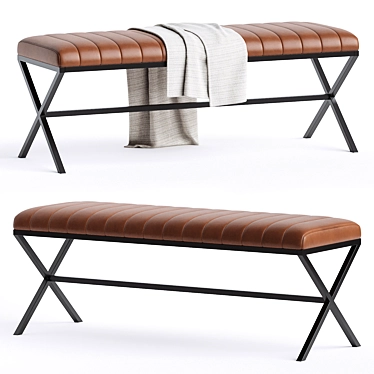 Elegant Faux Leather Seating Bench 3D model image 1 