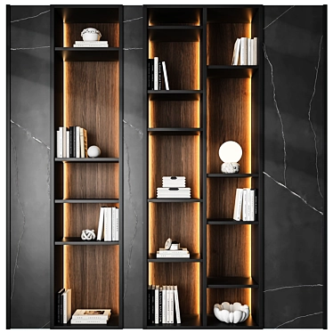 Modern Geometric Bookshelf Furniture 3D model image 1 