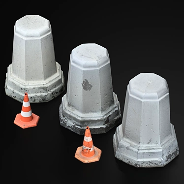 Parking Posts & Cones Set 3D model image 1 