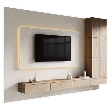 Modern TV Wall Mount Set 3D model image 1 