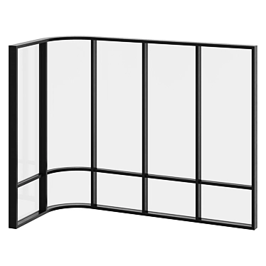 Aluminum Framed Radius Glass Wall 3D model image 1 