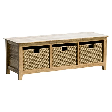 Hereford Oak Storage Bench: Real-Sized, UV Unwrapped 3D model image 1 