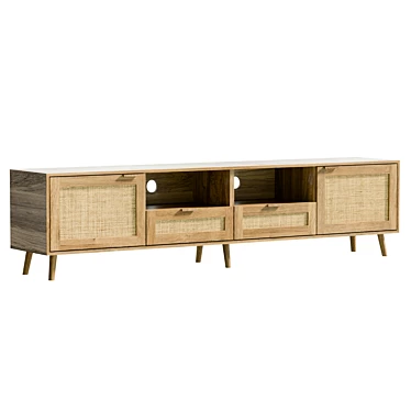 Modern Rattan TV Cabinet with Storage 3D model image 1 