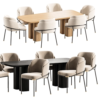 Modern Dining Set with Chairs 3D model image 1 