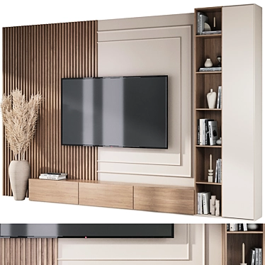 Modern TV Wall Decor Set 3D model image 1 