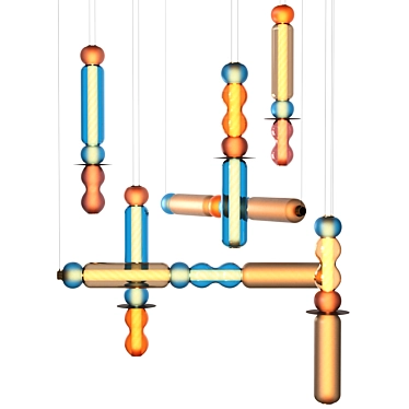 Handcrafted Wave Chandelier Design 3D model image 1 