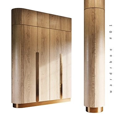 Elegant Two-Tone Wooden Wardrobe 3D model image 1 