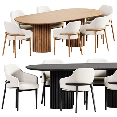 Modern Dining Set in Oak 3D model image 1 