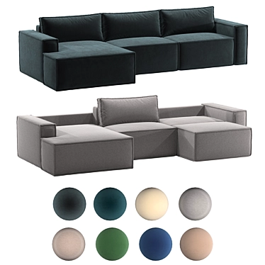  Modern Low 3-Block Sectional 3D model image 1 