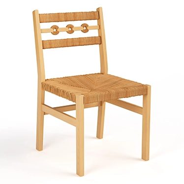 Menorca Oak Wicker Chair Set 3D model image 1 