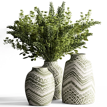 Rustic Vase Plant Set 3D model image 1 