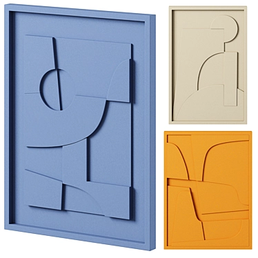 Embossed Relief Art Triptych 3D model image 1 