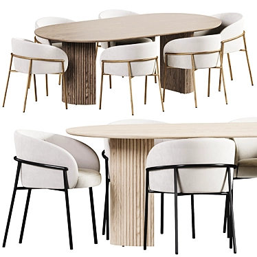 Elegant Oval Dining Set Furniture 3D model image 1 