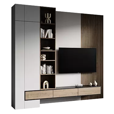 Modern TV Wall Set 3D 3D model image 1 