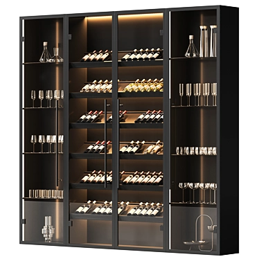 Wine cabinet with dishes and glasses