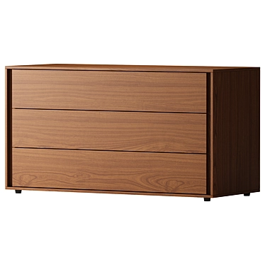 Luxury Walnut Double Dresser 3D model image 1 