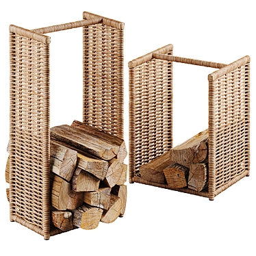 Natural Rattan Log Holder 3D model image 1 