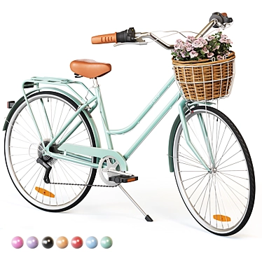 Vintage Ladies 7-Speed Bike with Basket 3D model image 1 