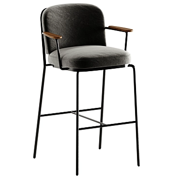 Ergonomic Chic Metal Upholstered Stool 3D model image 1 