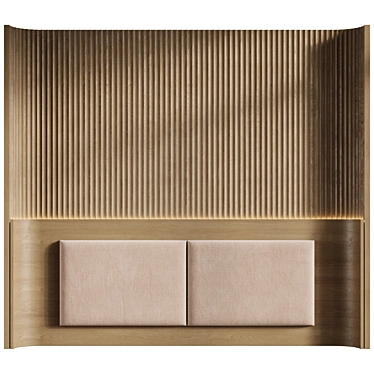 Custom Wood Panel Headboard 3D model image 1 