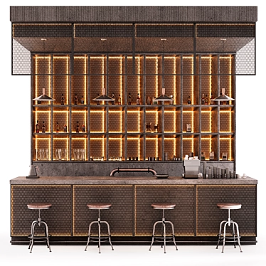 Industrial Style Bar Counter 3D model image 1 