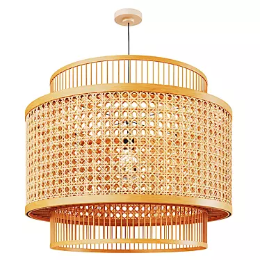 Natural Bamboo Pendant Lamp Shade 3D model image 1 