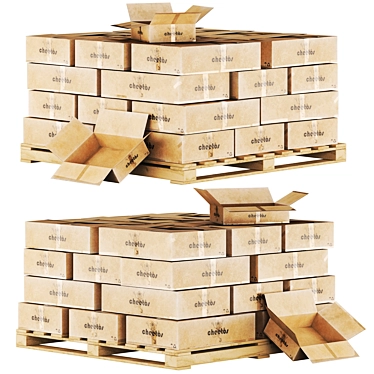 Pallet Cardboard Box: 3D Model 3D model image 1 