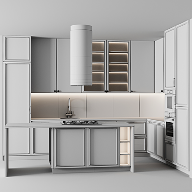 Transformable Neoclassic Kitchen Set 3D model image 1 