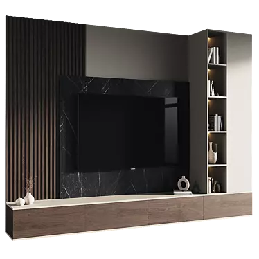 Modern TV Wall Set 3D 3D model image 1 