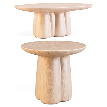 Sunflower Inspired Handcrafted Ash Tables 3D model image 1 