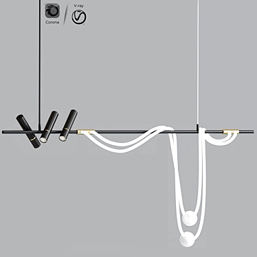 Sleek Nordic Art Chandelier 3D model image 1 