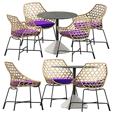 Modern Dining Set with Concrete Table 3D model image 1 