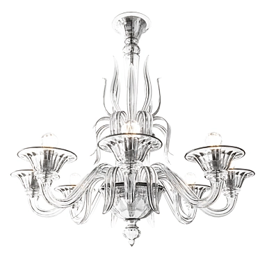 Elegant Murano Glass 8-Light Chandelier 3D model image 1 