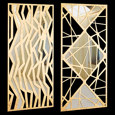 Decorative Panel Set with Abstract Patterns 3D model image 1 