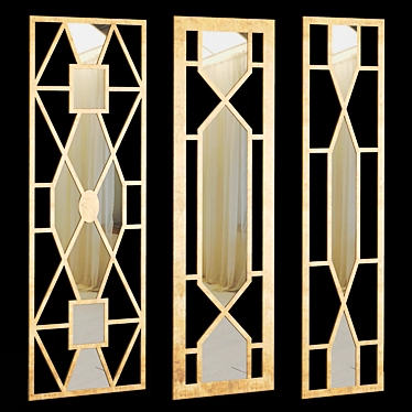 Decorative Panel Set with Mirror Inserts 3D model image 1 