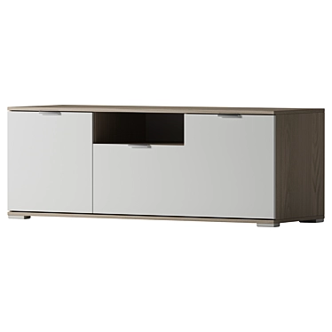 Modern Oak TV Stand Cabinet 3D model image 1 