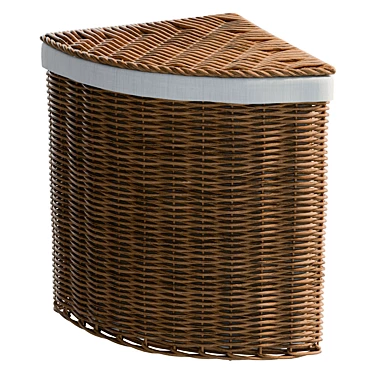 Corner Natural Wicker Laundry Basket 3D model image 1 