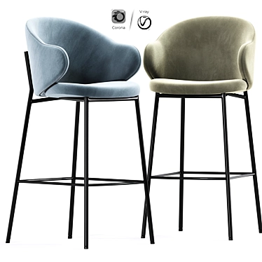  Stylish Bar Stool Chair Set 3D model image 1 