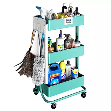 Cleaning Trolley Kit eco-friendly 3D model image 1 