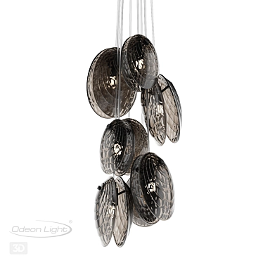 Modern Black Glass Chandelier Fixture 3D model image 1 