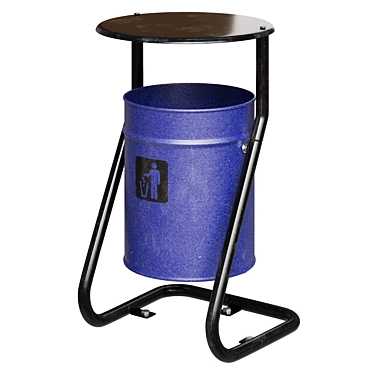 Metallic Blue Outdoor Trash Bin 3D model image 1 