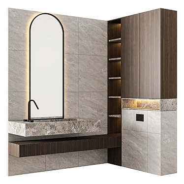 Luxury 3D Bathroom Model Set 3D model image 1 