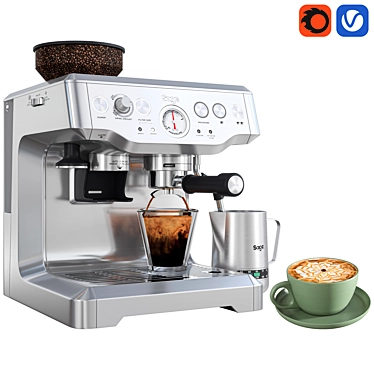 Sage Espresso Machine with Latte Cup 3D model image 1 