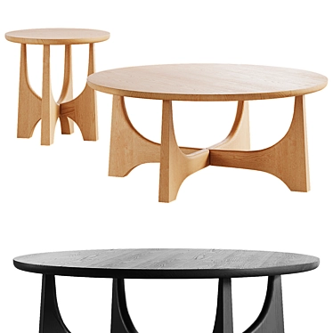 Tanner Solid Wood Tables Set 3D model image 1 