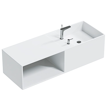 Modern Mineral Cast Washbasin with Storage 3D model image 1 